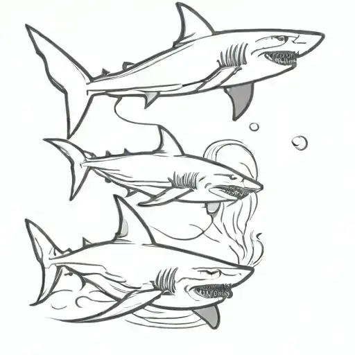 Shark And Sting Ray Gracefully Swimming Together