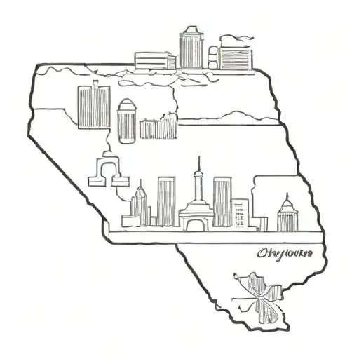 San Antonio Cityline In Texas State Outline