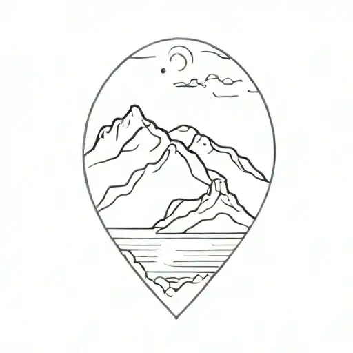 Representation Of Corsica With A Mountain And The Sea