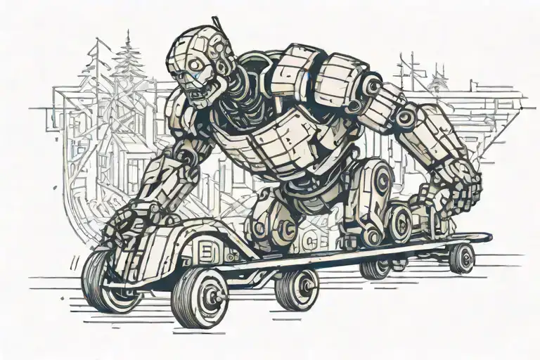 Rusted Iron Giant On Skateboard