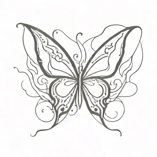 Butterfly With Tattoo Wings On Fire And Evil