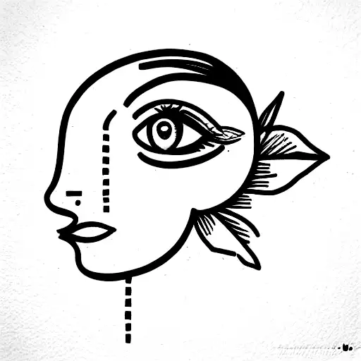 One Single Line Drawing Of Eyes Lips And Brain