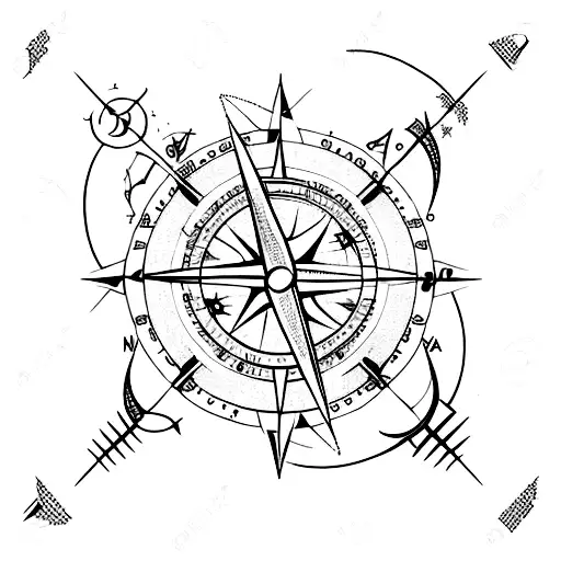 A Night Sky Filled With Constellations And A Compass Guiding The Way