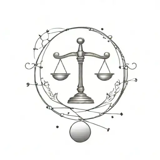 Balanced Libra Scales With A Moon On One Side And Sun On One Side