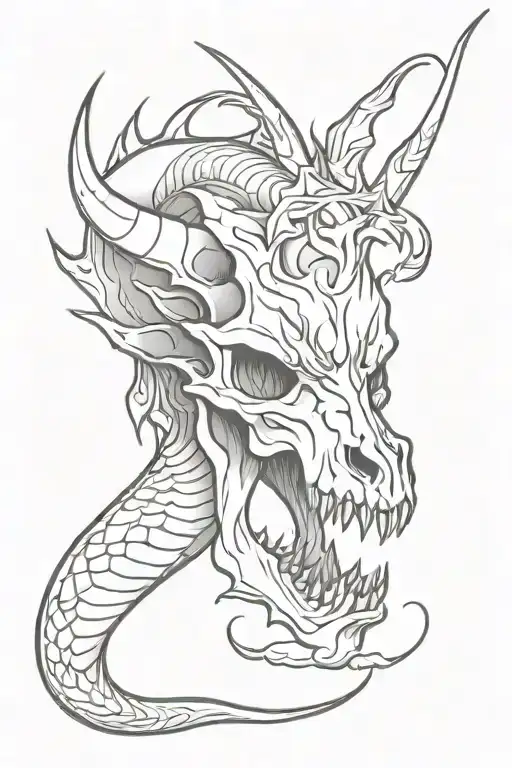 Dragon Skull With Smoke Rising