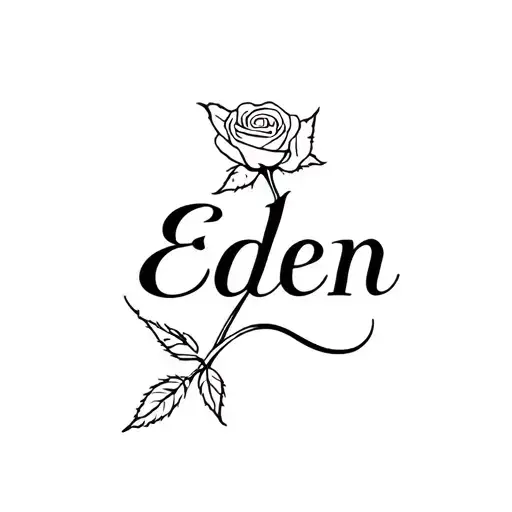 Rose Tattoo With The Name Eden