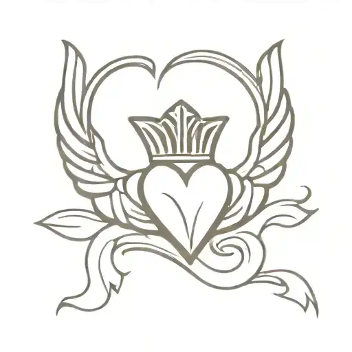 Claddagh Ring Surrounded By Angel Wings