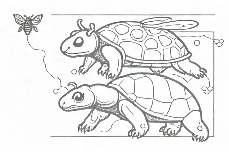 Lady Bug Flying With Bear And Sea Turtle