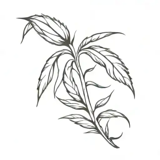 Corn Stalk With Its Leaf Around A Fir Strew Like It's Putting Its Arm Over The Trees Shoulder