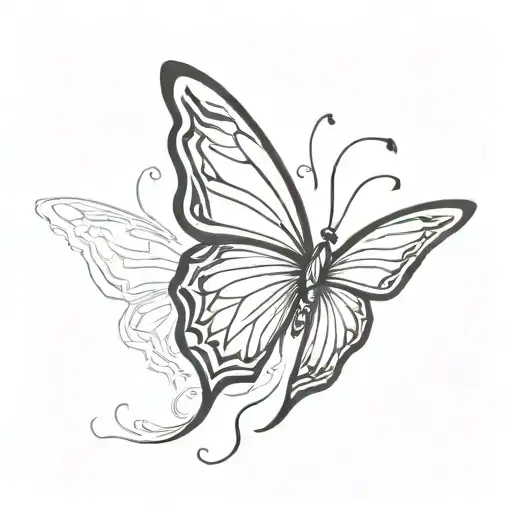 Butterfly With Tattoo Wings On Fire