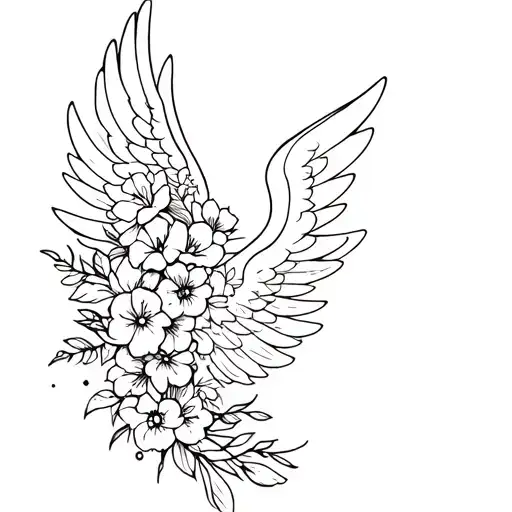 Angel Wings Wrapped In Flowers