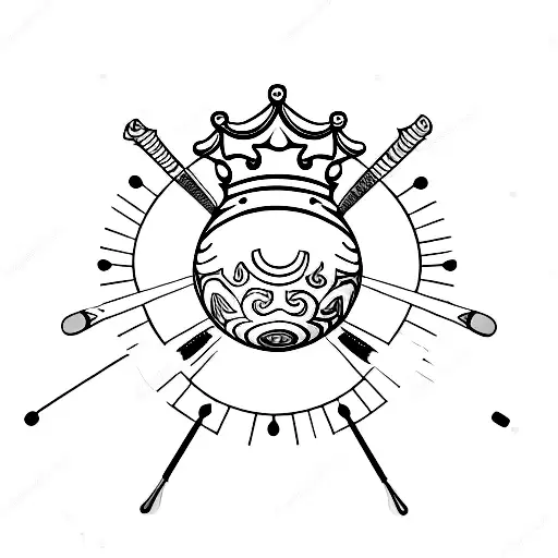 8 Ball Billiard With Feathers And King Crown