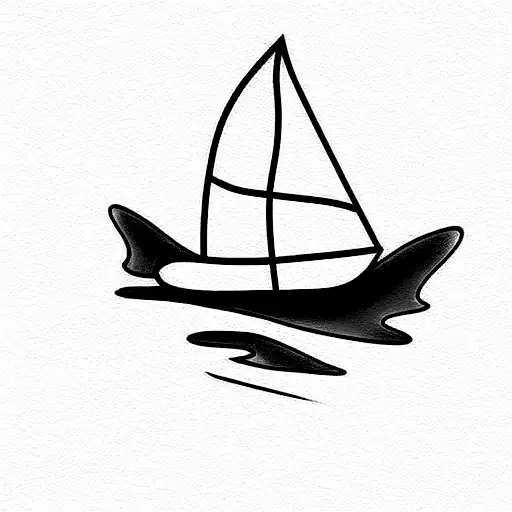 Abstract One Line Sea And Sailboat