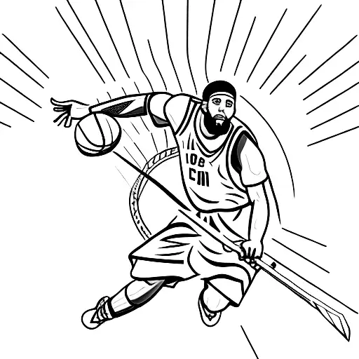A Basketball Player Holding A Sword In One Hand
