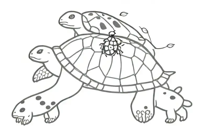Sea Turtle With Lady Bug And A Bear