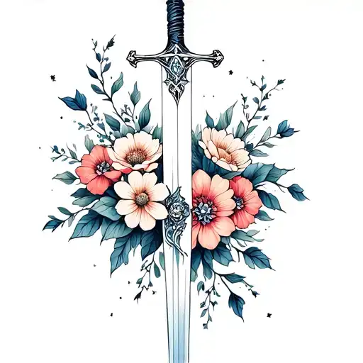 Celestial Sword Wrapped In Flowers
