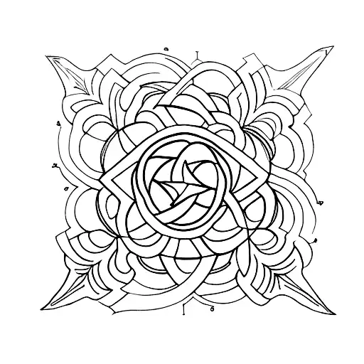 A Geometric Design Incorporating Sacred Symbols Of Love And Spirituality In A Minimalist Style