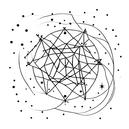 A Minimalist Tattoo Of A Constellation Of Stars Forming A Philosophical Symbol