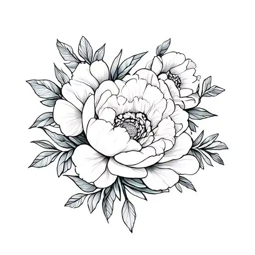 Creates A Delicate Floral Composition With Several Flowers Such As Peonies