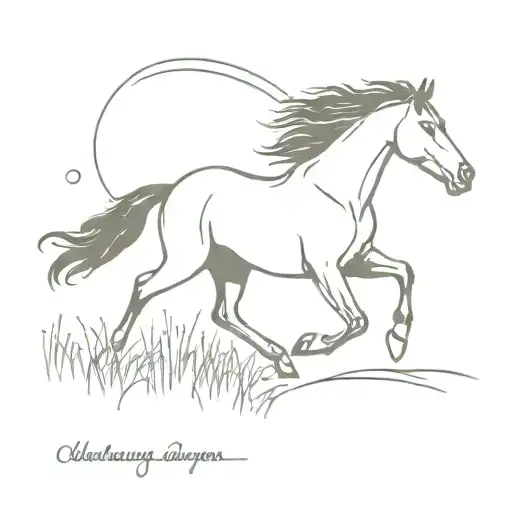 A Simple Silhouette Of A Horse Galloping Through A Field With A Country Song Lyric Incorporated