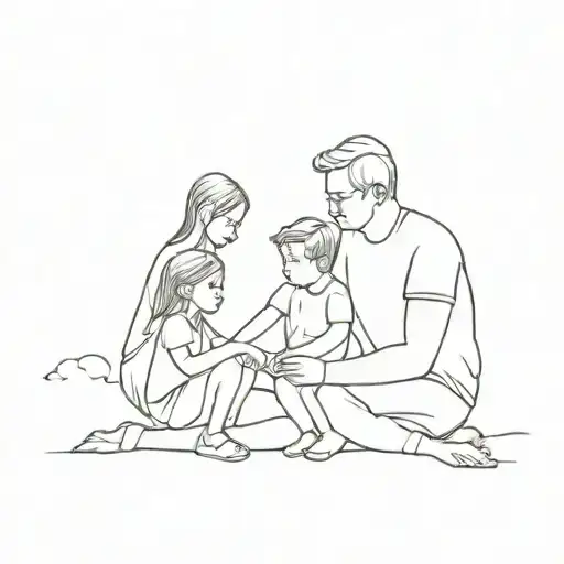 Children And Father And Daughter