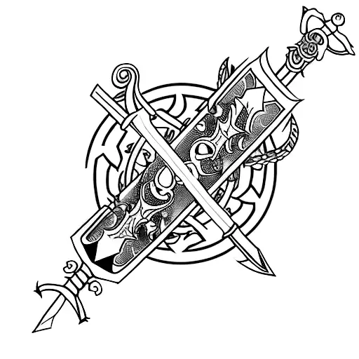 Singular Sword With Minialistic Skulls