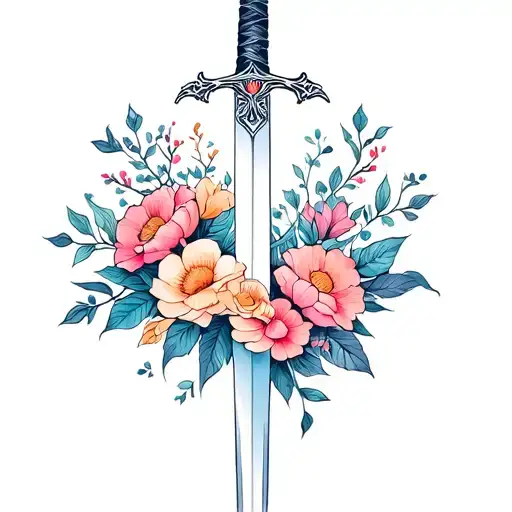 Celestial Sword Wrapped In Flowers
