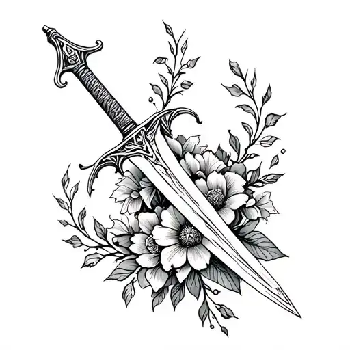 Celestial Sword Wrapped In Flowers