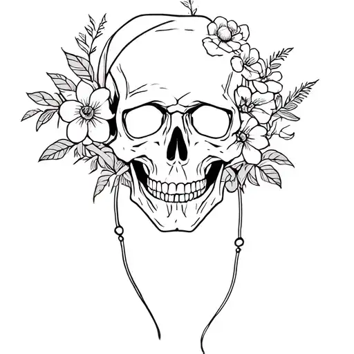 Pirate Skull Wrapped In Flowers
