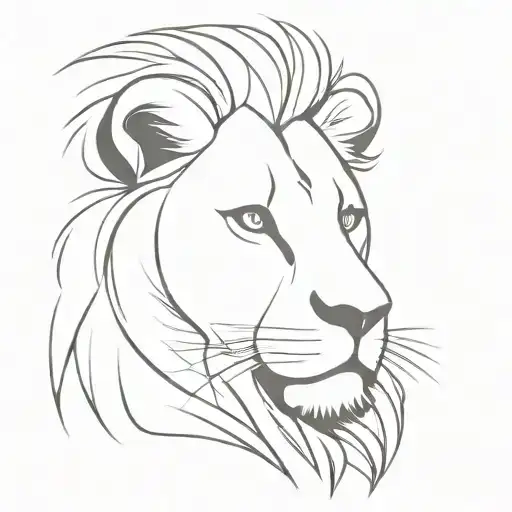 Lion Side Face Single Outline