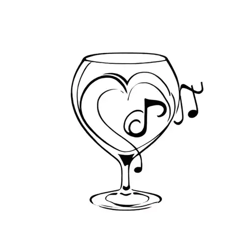 Whiskey Glass Heart Music Note