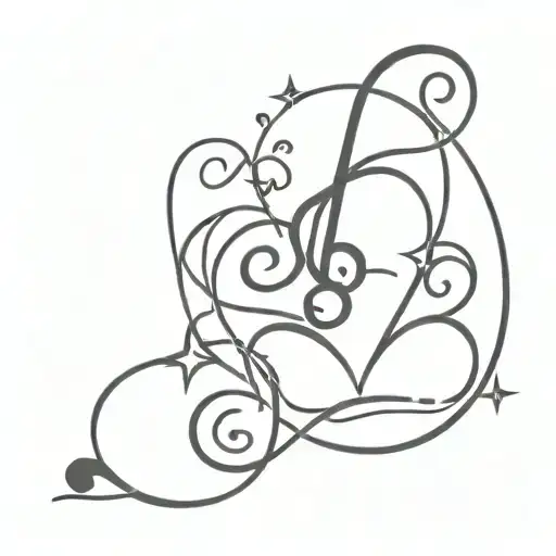 Dog Paw With Treble Clef And A Heart With Star