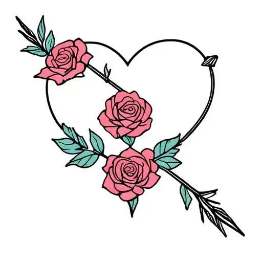 Heart Arrow Roses Blooming