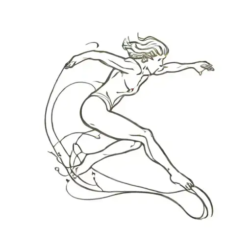 Line Art Swimmer Underwater Kick