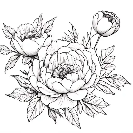 Creates A Delicate Floral Composition With Several Flowers Such As Peonies