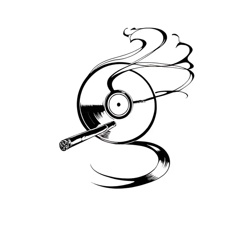 Vinyl Record Spinning And Cigar Smoke