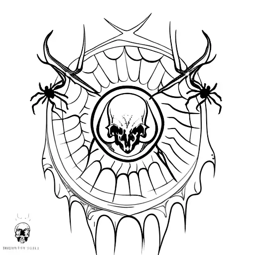 Botonical And Natural Arm Sleeve With Raven Skull And Deer Antler With Spider Web