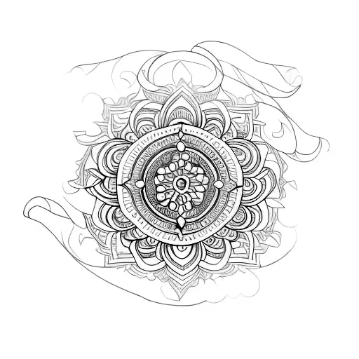 Mandala On The Hip With A Leaf Wrapping Up Stomach And Around Bum Check