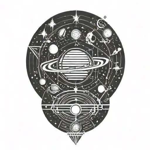 Solar System With Geometric Symbols