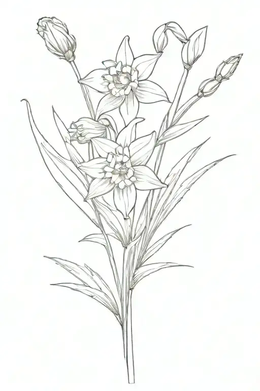 Small Daffodil And Reed Plant Boquet