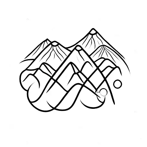 Black Circle With An Opening From Which Start 2 Waves That Crush To A Mountain