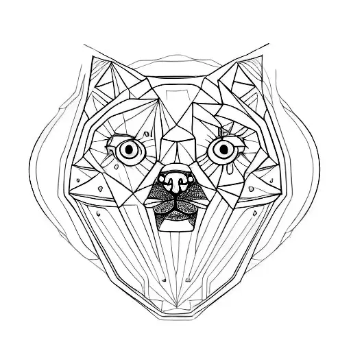 A Minimalist Design Of A Dog Paw Print Surrounded By Geometric Shapes