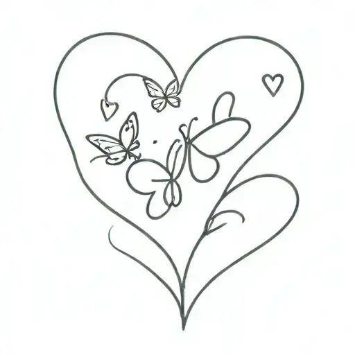 2 Little Hearts Hugging And 2 Little Butterflies Flying Through