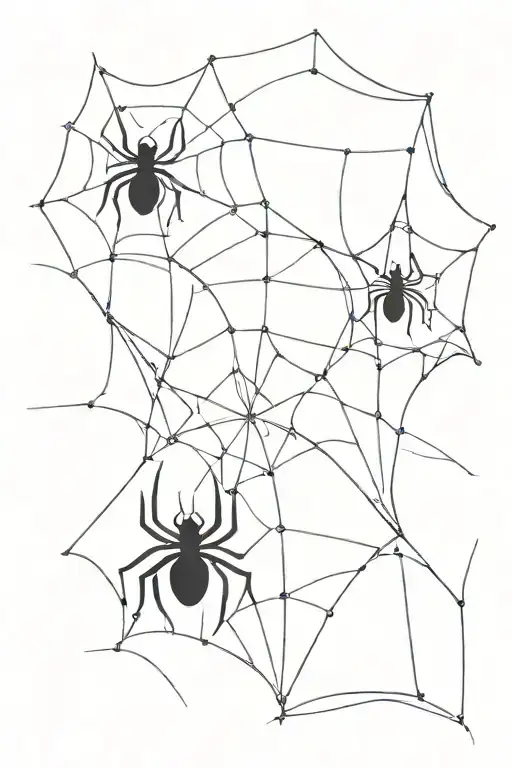 Spider Web Design With Spider Crawling