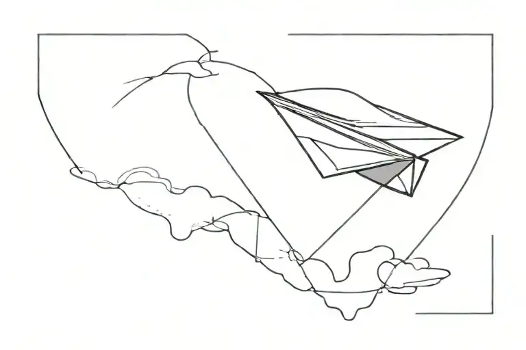 A Paper Airplane With A Heart Trail Behind