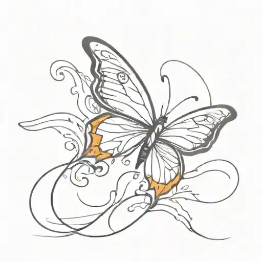 Butterfly With Tattoo Wings On Fire