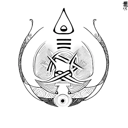 Ankh Ra Symbol Fine Lines With Some Colors