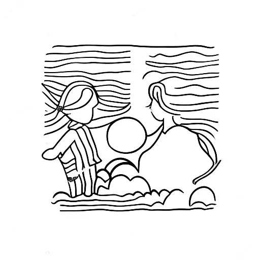 Silhouette Of Mom & Hand With Kid In The Middle All Holding Hands