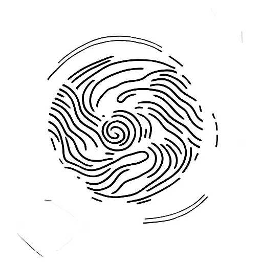 A Black Incomplete Circle That End Up With 2 Waves Crushing Against A Mountain