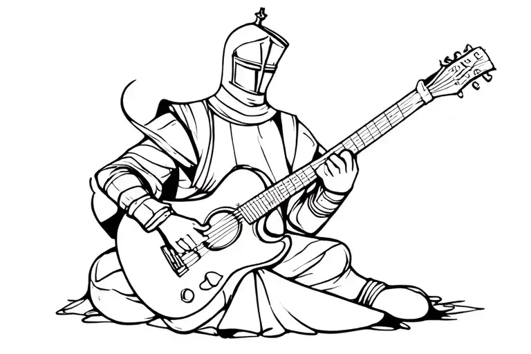Chess Knight With Guitar And Paint Brush